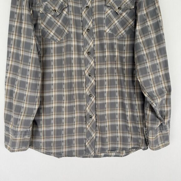 Roper Shirt Mens 2XL Gray‎ Collar Western Pearl Snap Thick Stitch Graphic Cowboy - Picture 3 of 16